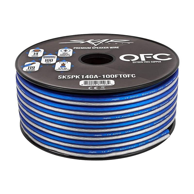 14 Gauge Elite AWG OxygenFree Copper Audio Speaker Wire 100 Feet BlueWhite