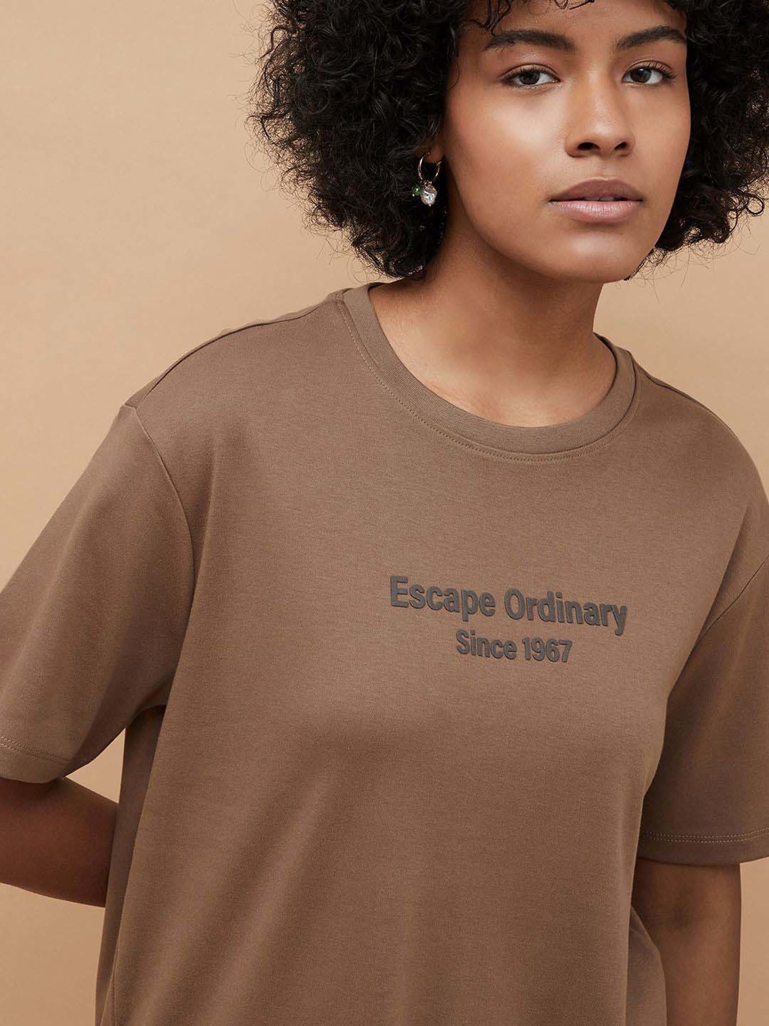 KAPPA Brown Cotton Printed Sports T-Shirt