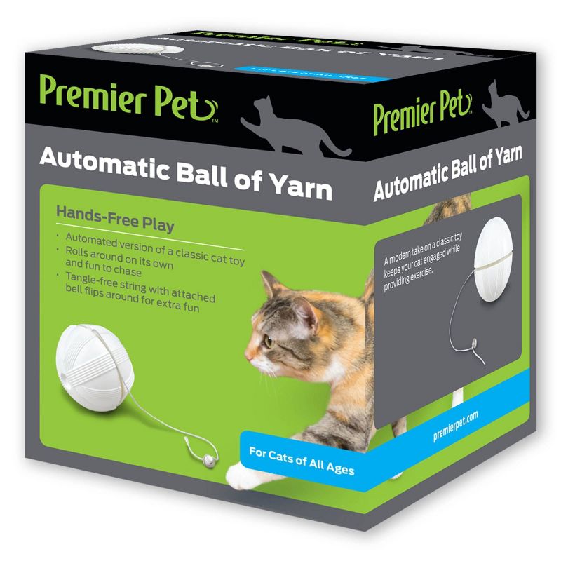 Premier Pet Automatic Ball of Yarn Cat Toy - White