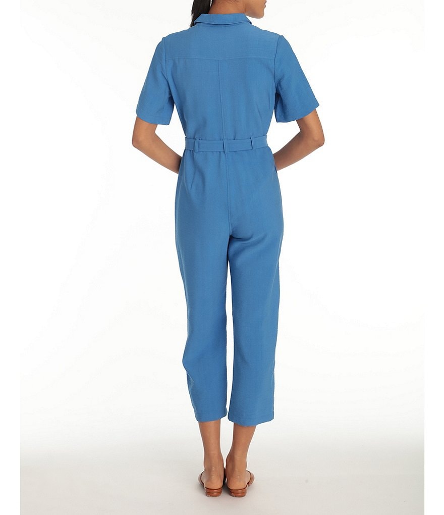 Maggy London Collar Button Front Twill Jumpsuit