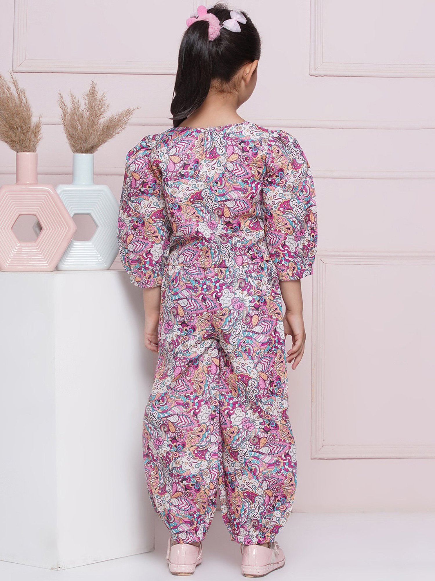 AJ Dezines Kids Purple Printed Top with Pants