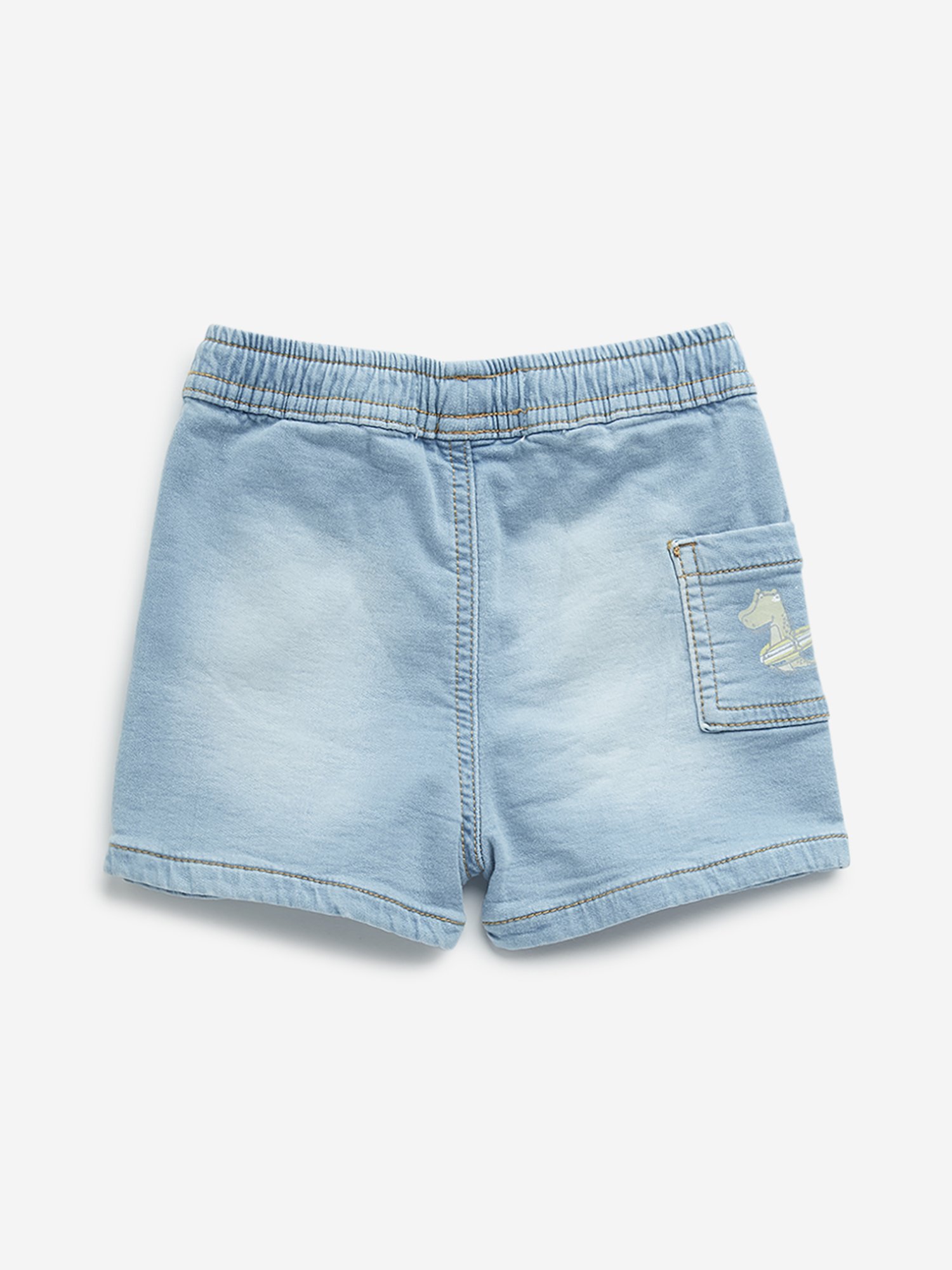 HOP Baby by Westside Light Blue Faded Mid-Rise Denim Shorts