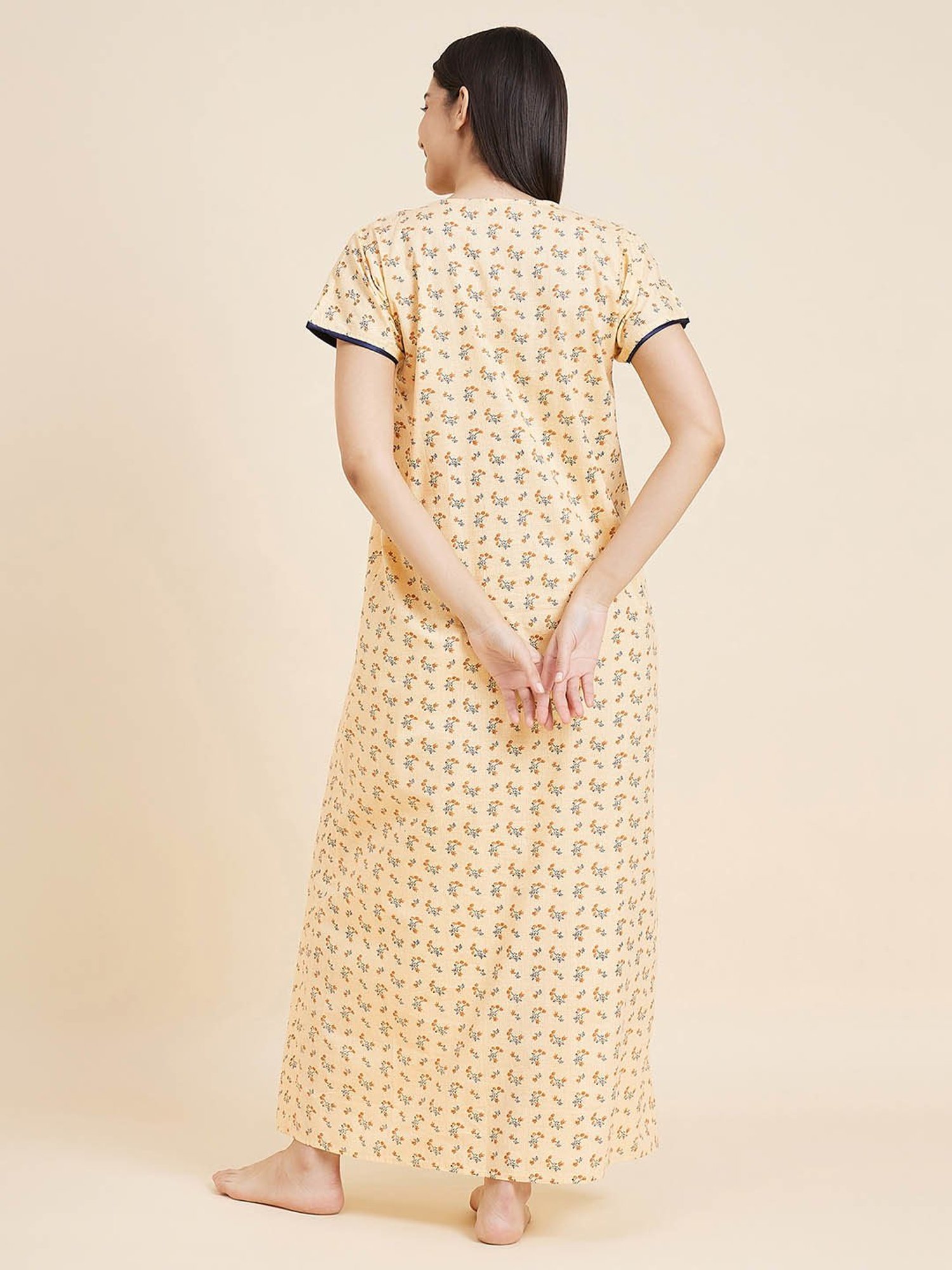 Sweet Dreams Light Yellow Printed Nighty