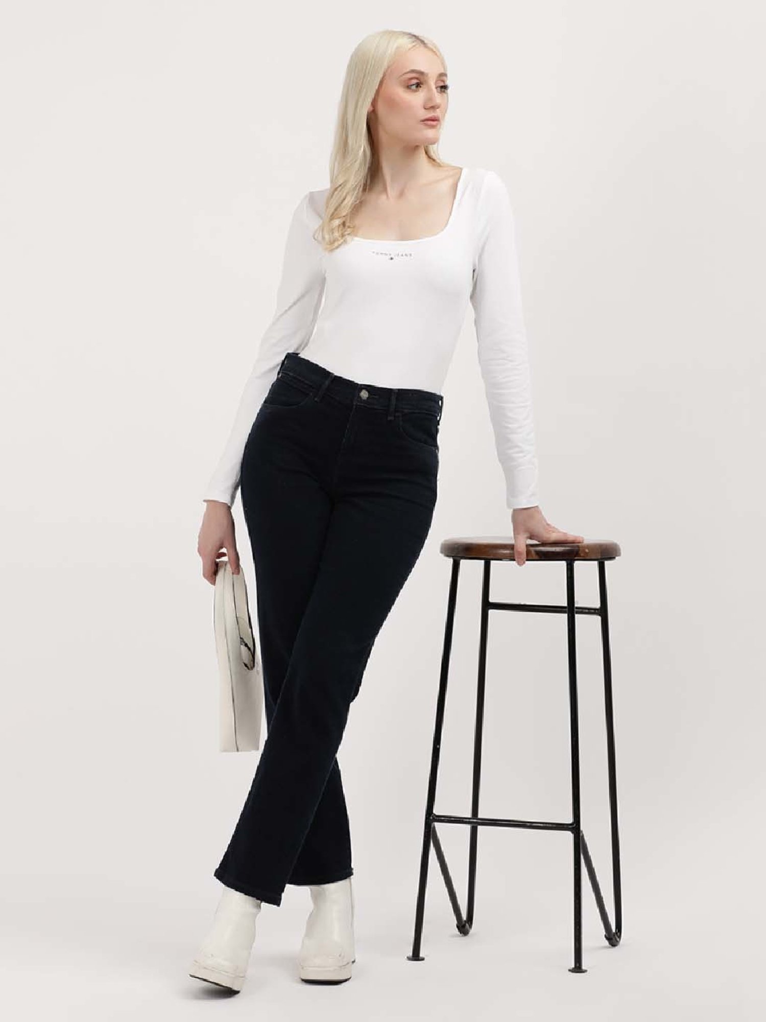 TOMMY HILFIGER White Cotton Logo Print Top