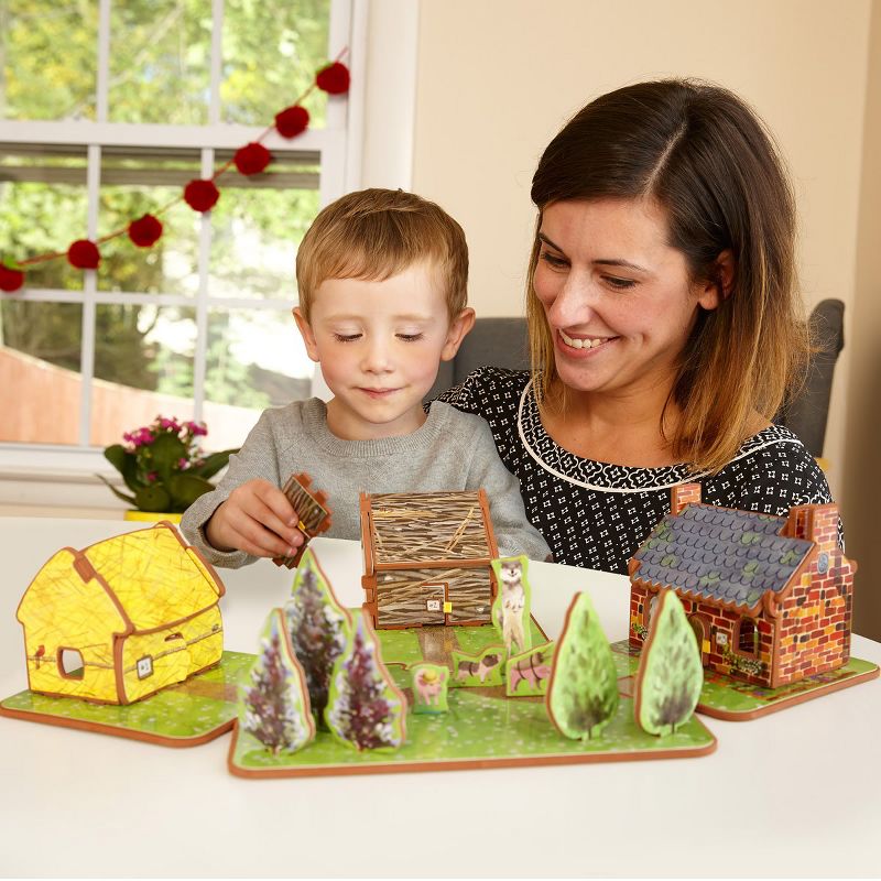 Storytime Toys The Three Little Pigs 3D Puzzle 3 in 1 Book and Toy Set - Book, Build, & Play