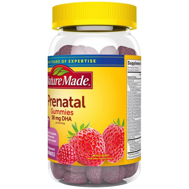 Nature Made Prenatal Gummies with DHA and 100% Daily Value of Folic Acid - Mixed Berry - 60ct