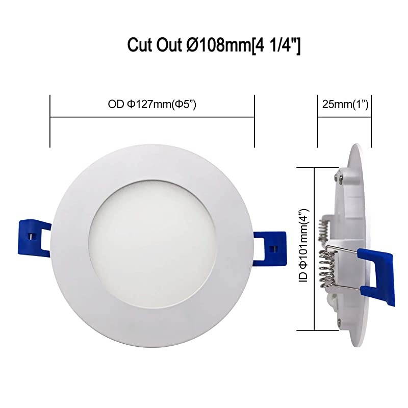 LED Recessed Low Profile Slim Panel Light with Junction Box Air Tight 4 inch 9W 550 Lumens 3000K Warm White CRI80+ Dimmable cETLus Listed Energy Star Certified 1 Pack