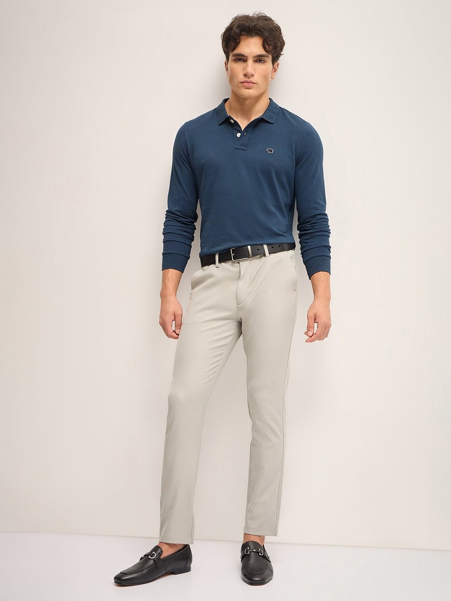 The Bear House Teal Blue Cotton Regular Fit Polo T-Shirt