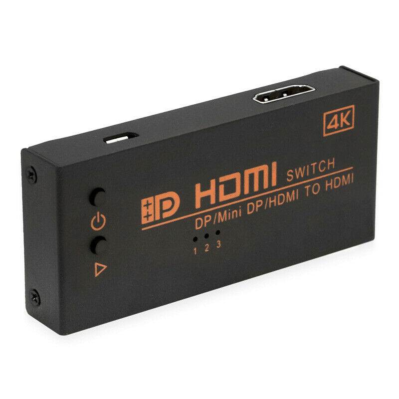 DP / HDMI / Mini Displayport to HDMI Output Switch Selector 3 In 1 Out 4K x 2K
