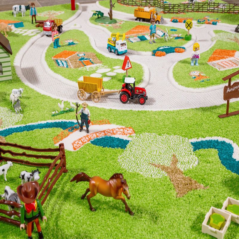 IVI 3D Play Carpets 101MD011YE10152 59 x 39-inch Farm Rug and Educational Toddler Mat for Bedroom, Kids Den, or Playroom, Medium
