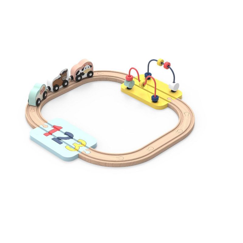 Leo & Friends Wooden Railway 123 Puzzle and Bead Set 18-Pieces