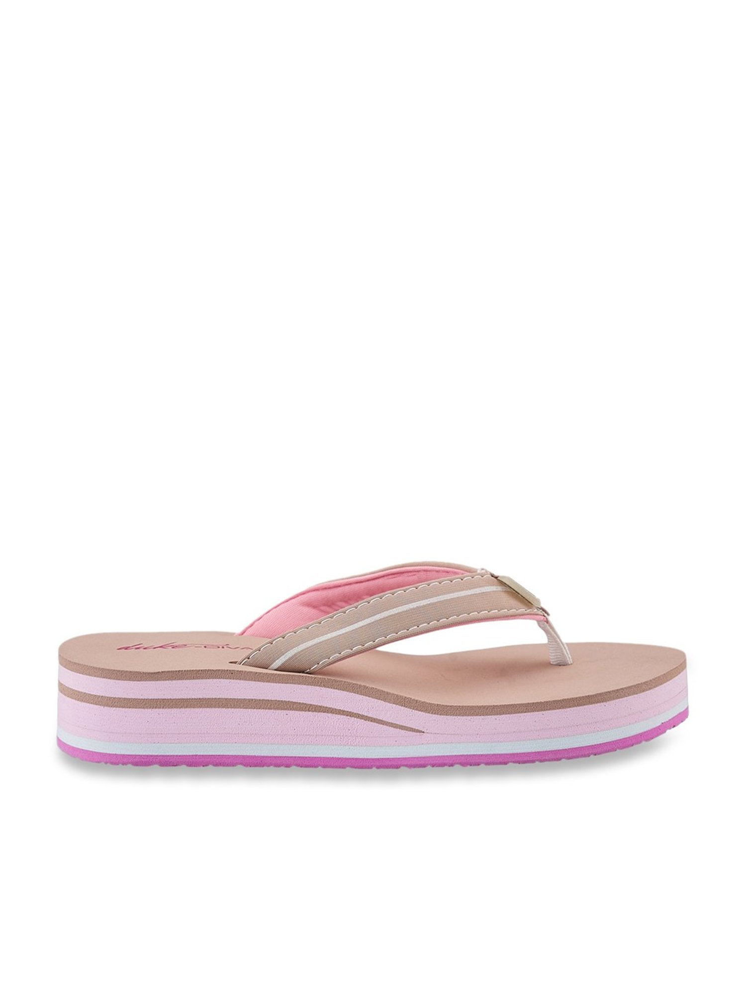 Duke Women's Salmon Pink Wedge Flip Flops