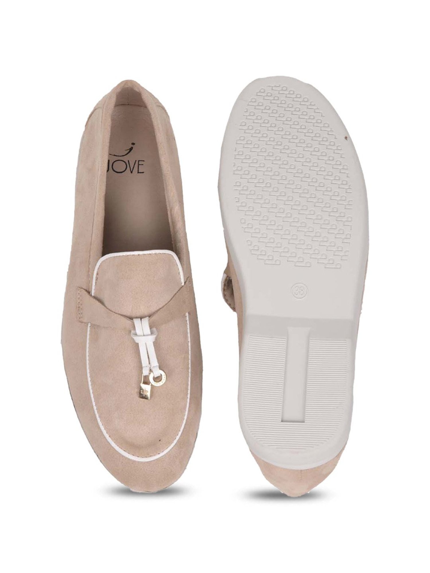 Jove Women's Beige Casual Moccasins