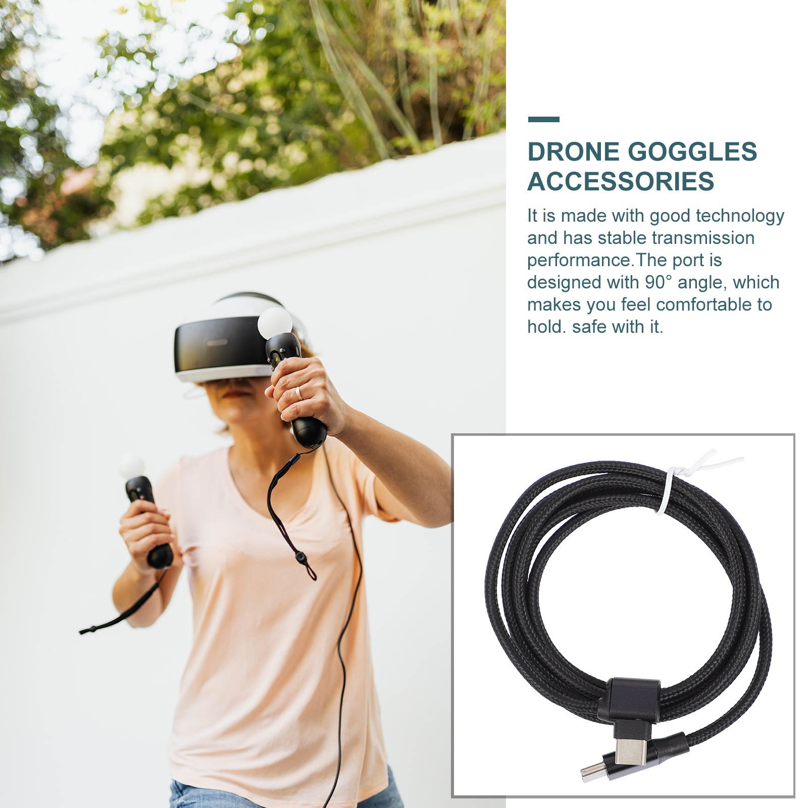 1Pc Practical Durable Type-c to Type-c Data Cable Drone Goggles Cable for Friends