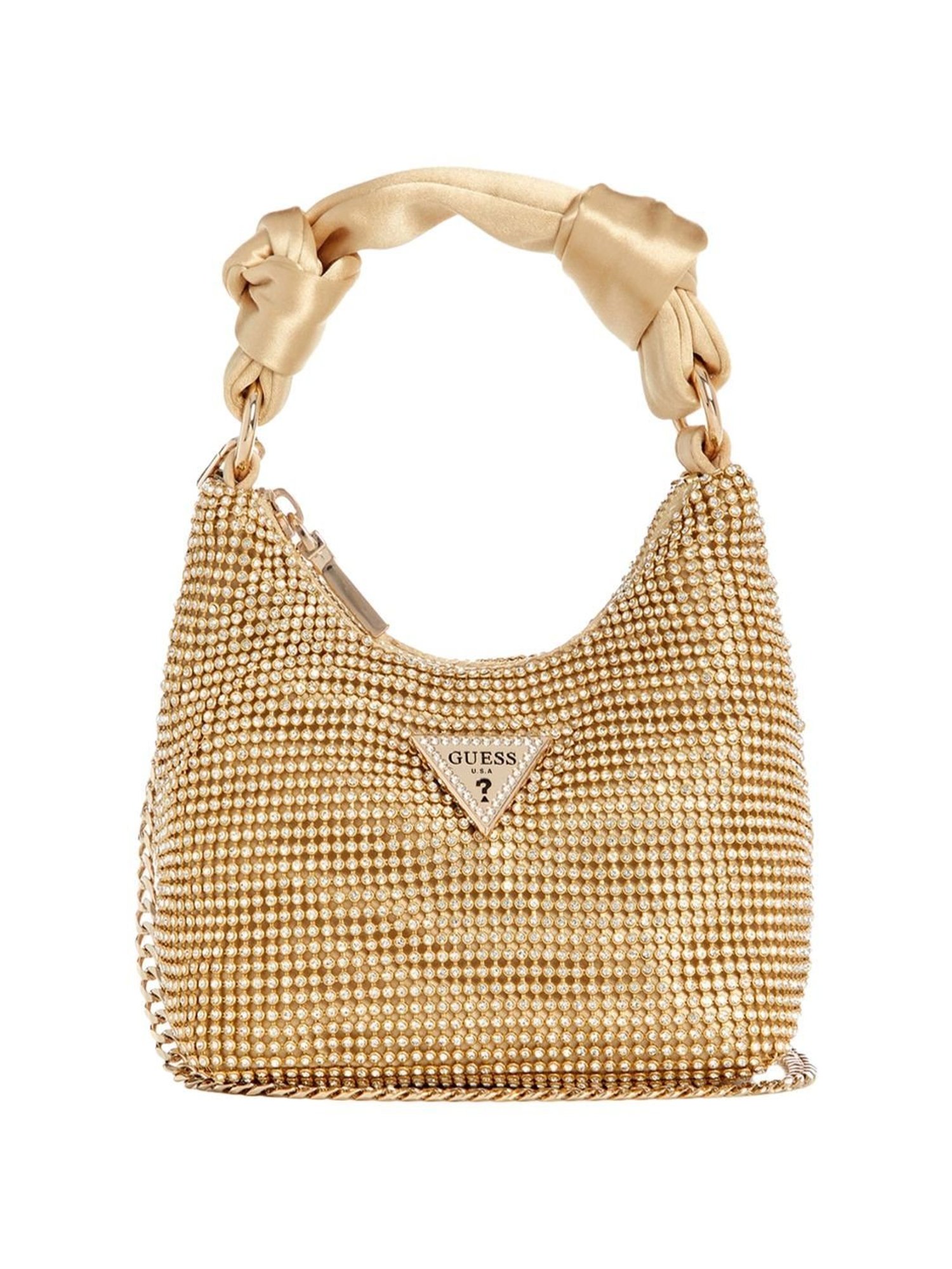 Guess Gold Embellished Hobo Handbag