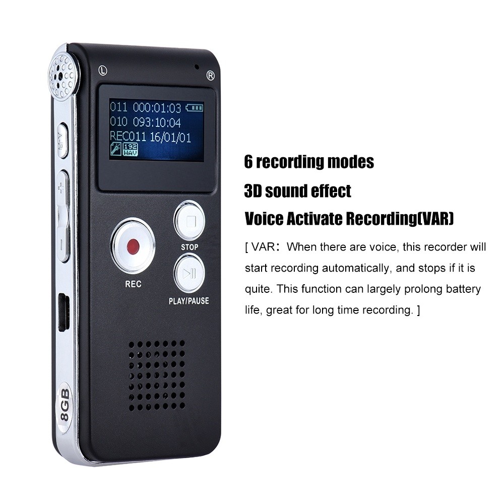 SK-012 8GB Voice Recorder USB Professional Dictaphone Digital Audio With WAV MP3 Player VAR Function Record