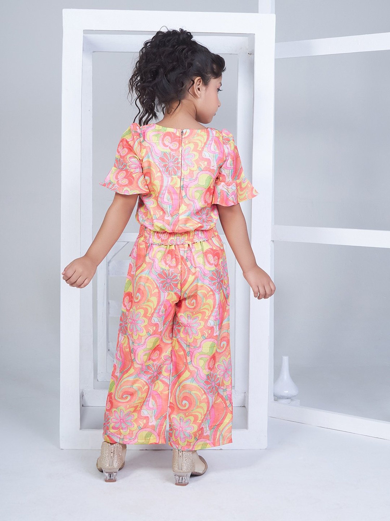 Peppermint Kids Purple & White Floral Print Top with Culottes