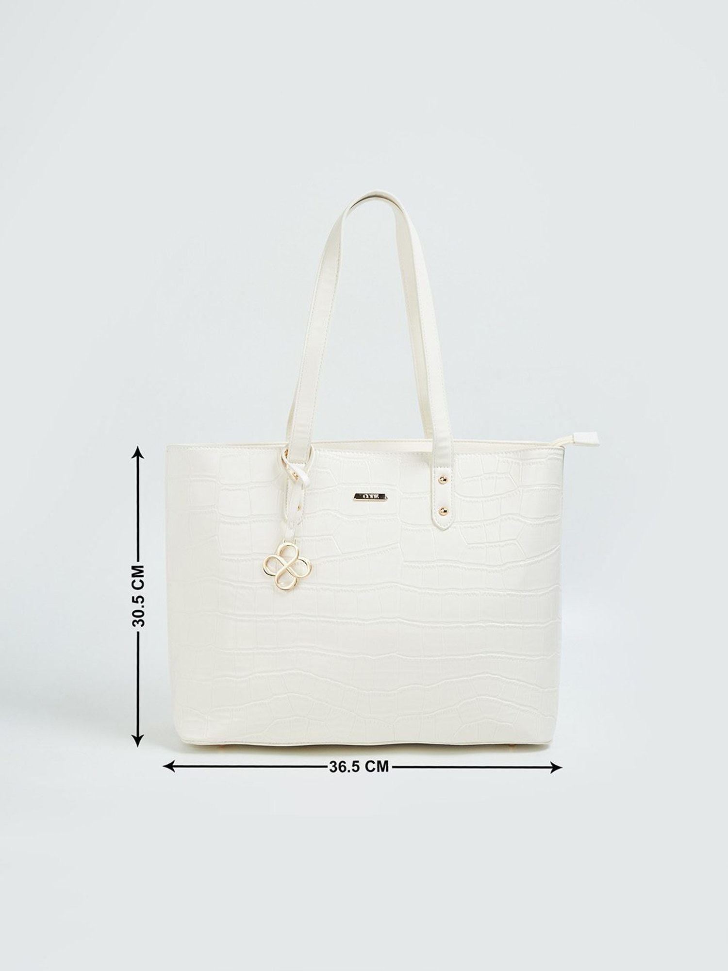 Code by Lifestyle White Textured Tote Bag