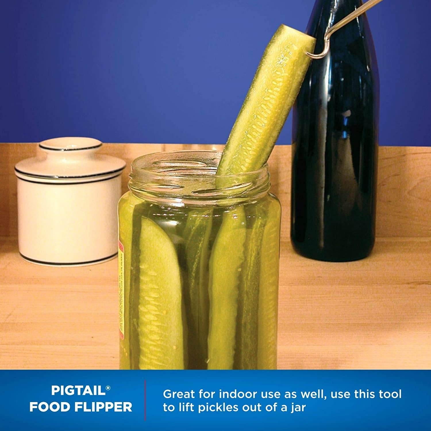 Jaccard Original Combo Pack with Wooden Gift Box, 12"/19", PigTail Food Flipper, Stainless Steel