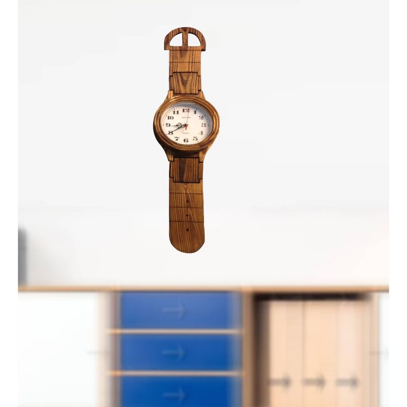 Wrist Watch Shaped Wall Clock Oak Finish - Creative Motion Industries