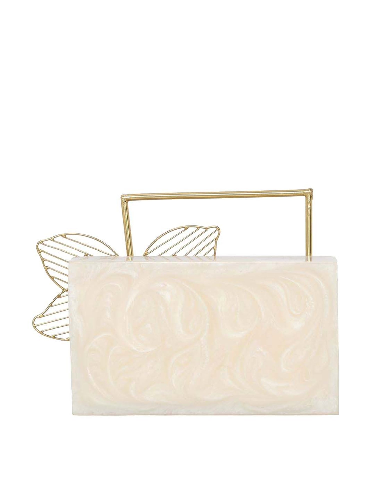NR by Nidhi Rathi Beige Textured Clutch