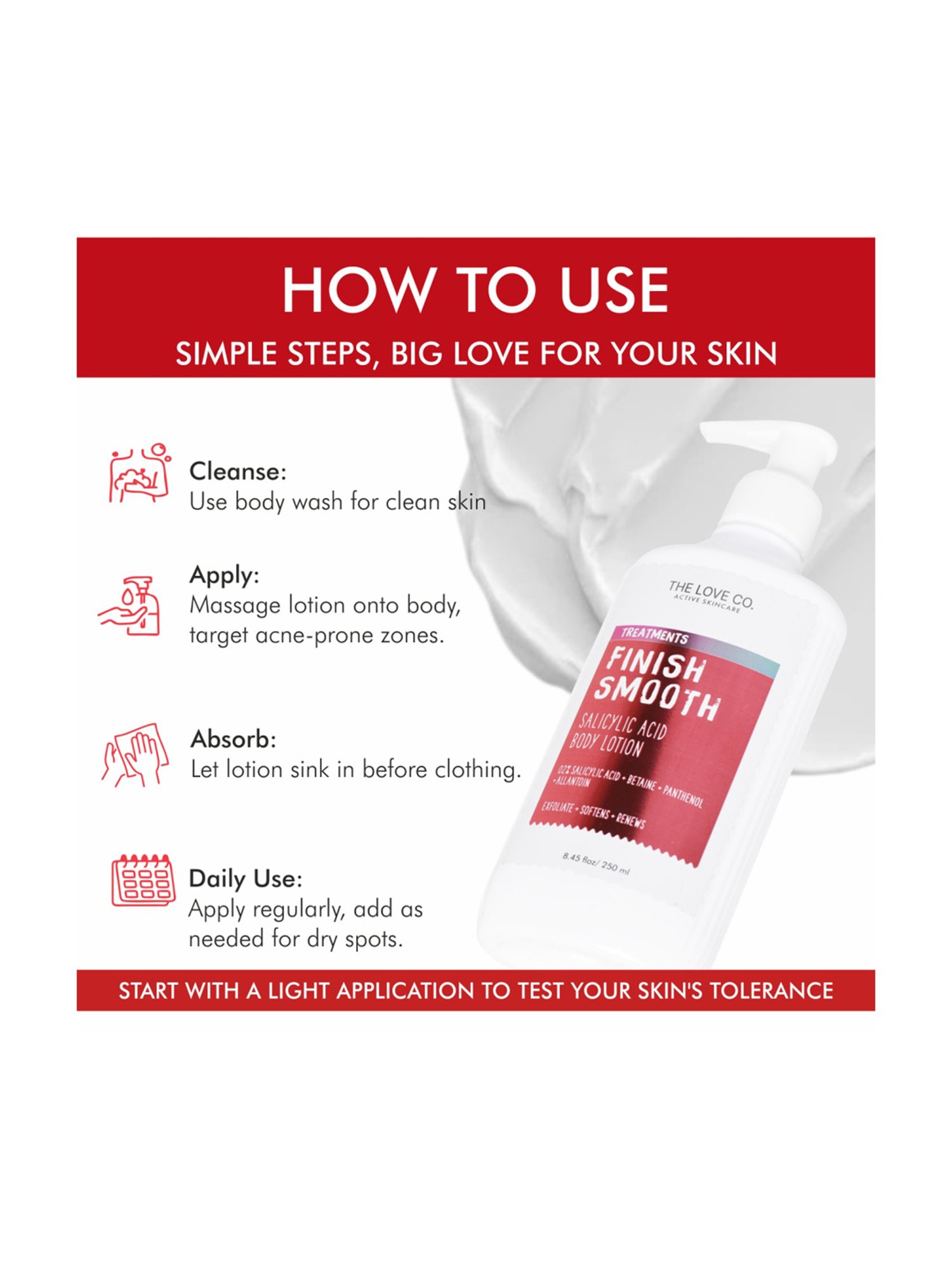 The Love Co. Finish Smooth Salicylic Acid Body Lotion - 250 ml