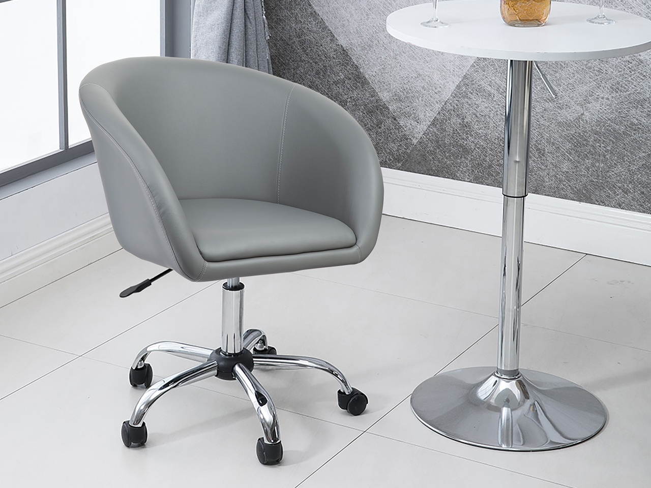 Global Leather Task Chair, Black (8993BK450/550) 