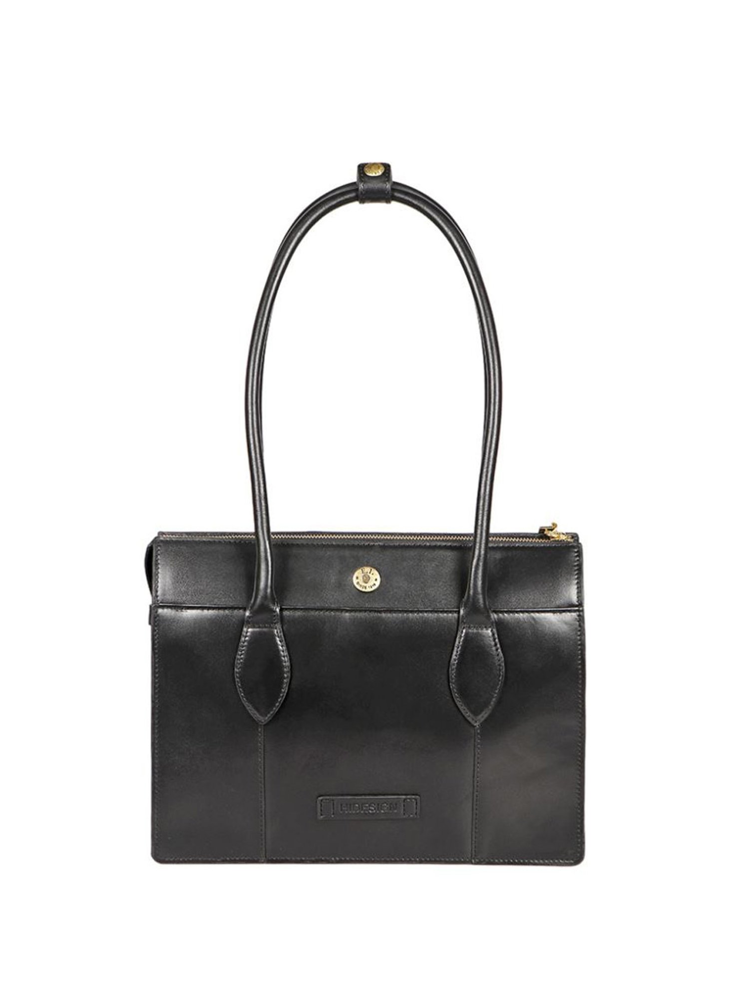 Hidesign EI Growth 03 Black Leather Solid Shoulder Handbag