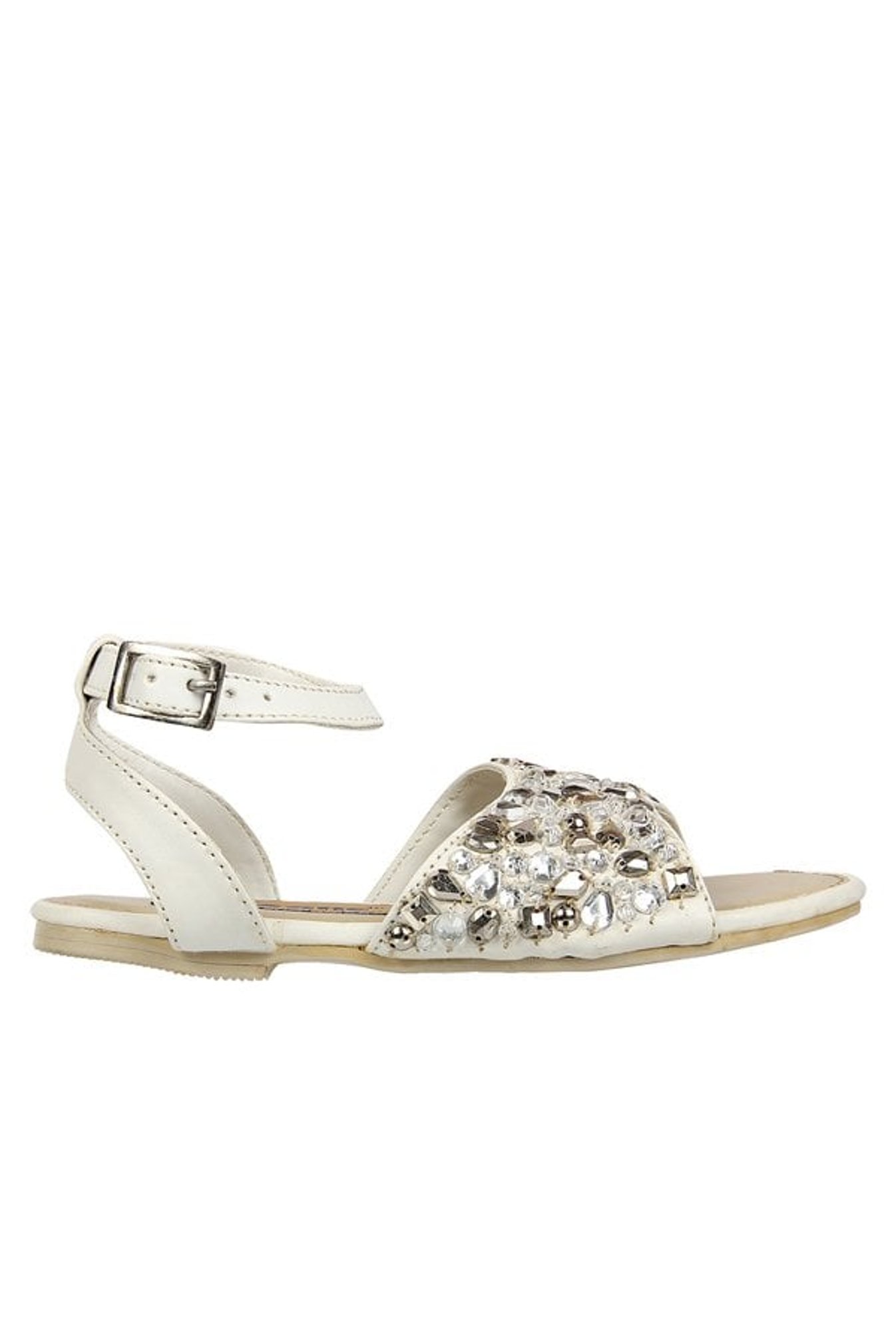 Beanz Diana White Ankle Strap Sandals