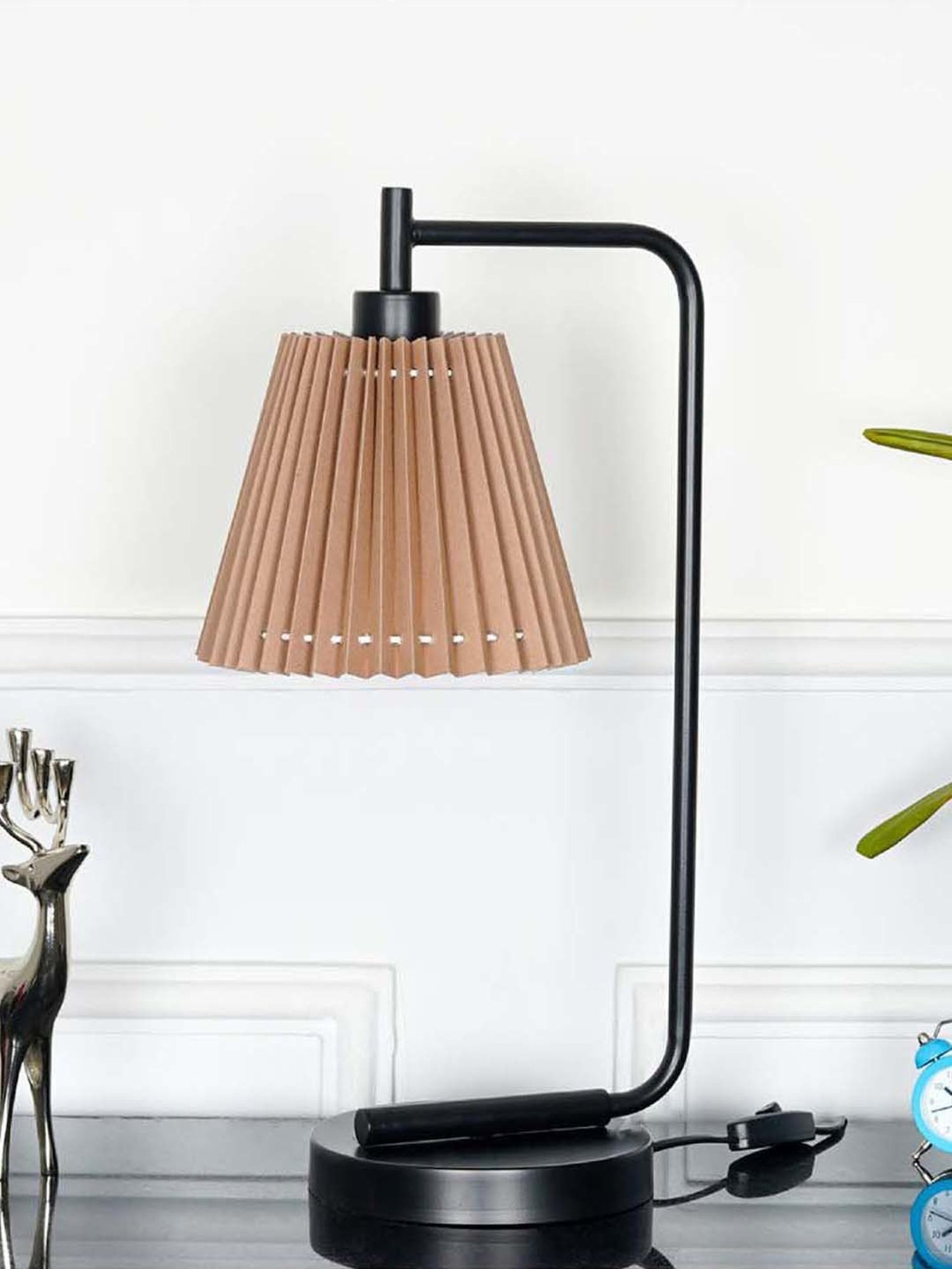 Kapoor Lamp Shades Black Metal Bond Study Table Lamp With Pleated Shade