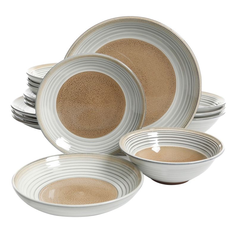 Vremi 16 Piece Multicolor Porcelain Dinnerware Set with 4 Dinner Plates, 4 Dessert Plates, 4 Salad/Soup Bowls, & 4 Coffee/Tea Mugs