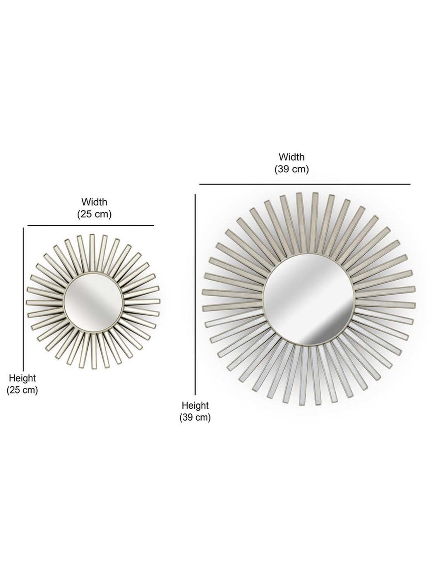 @Home Gold Glass Sunrays Design Decorative Wall Mirror - Set of 3