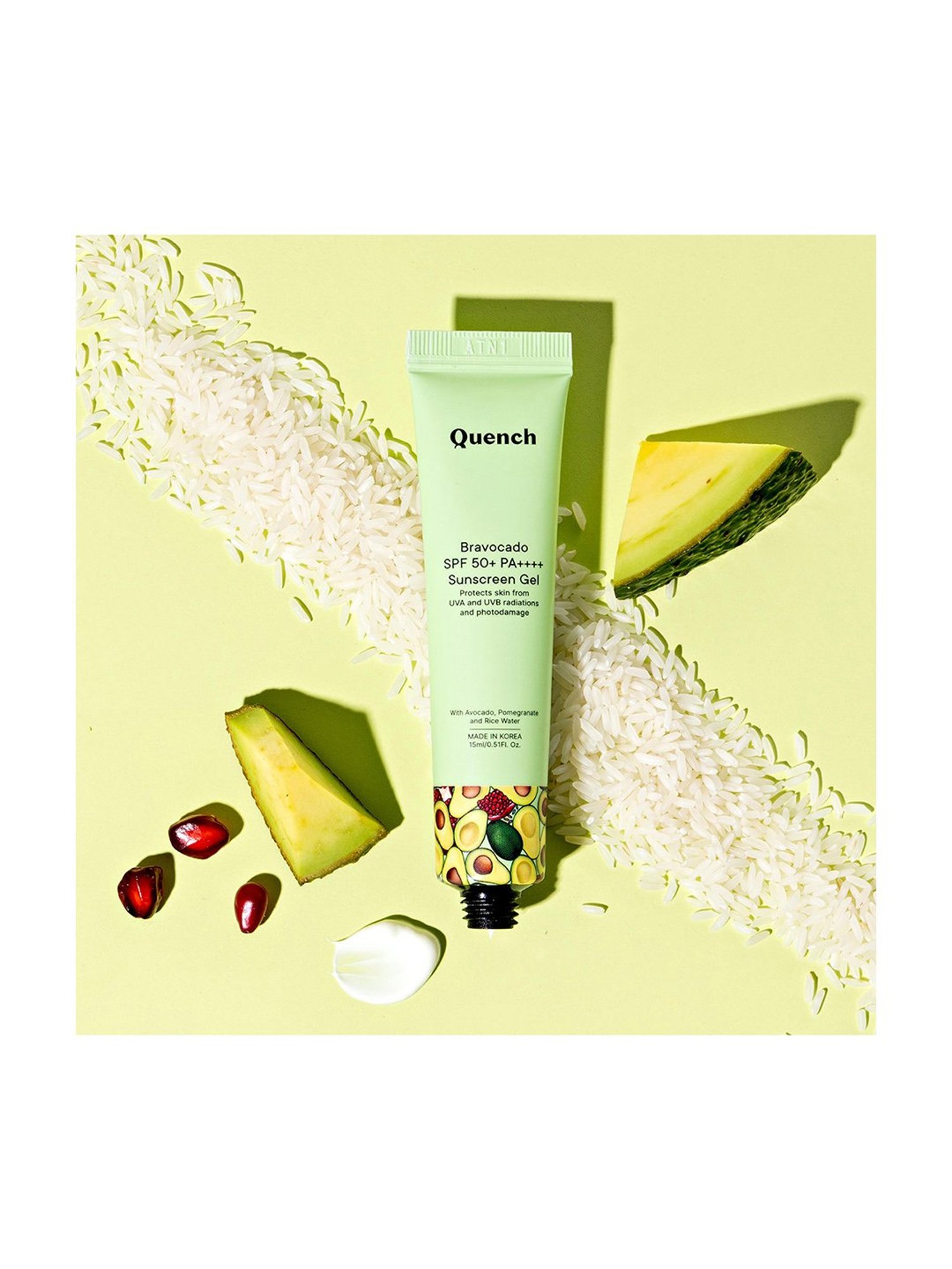 Quench Botanics Bravocado SPF 50+ PA++++ Sunscreen Gel - 15 ml