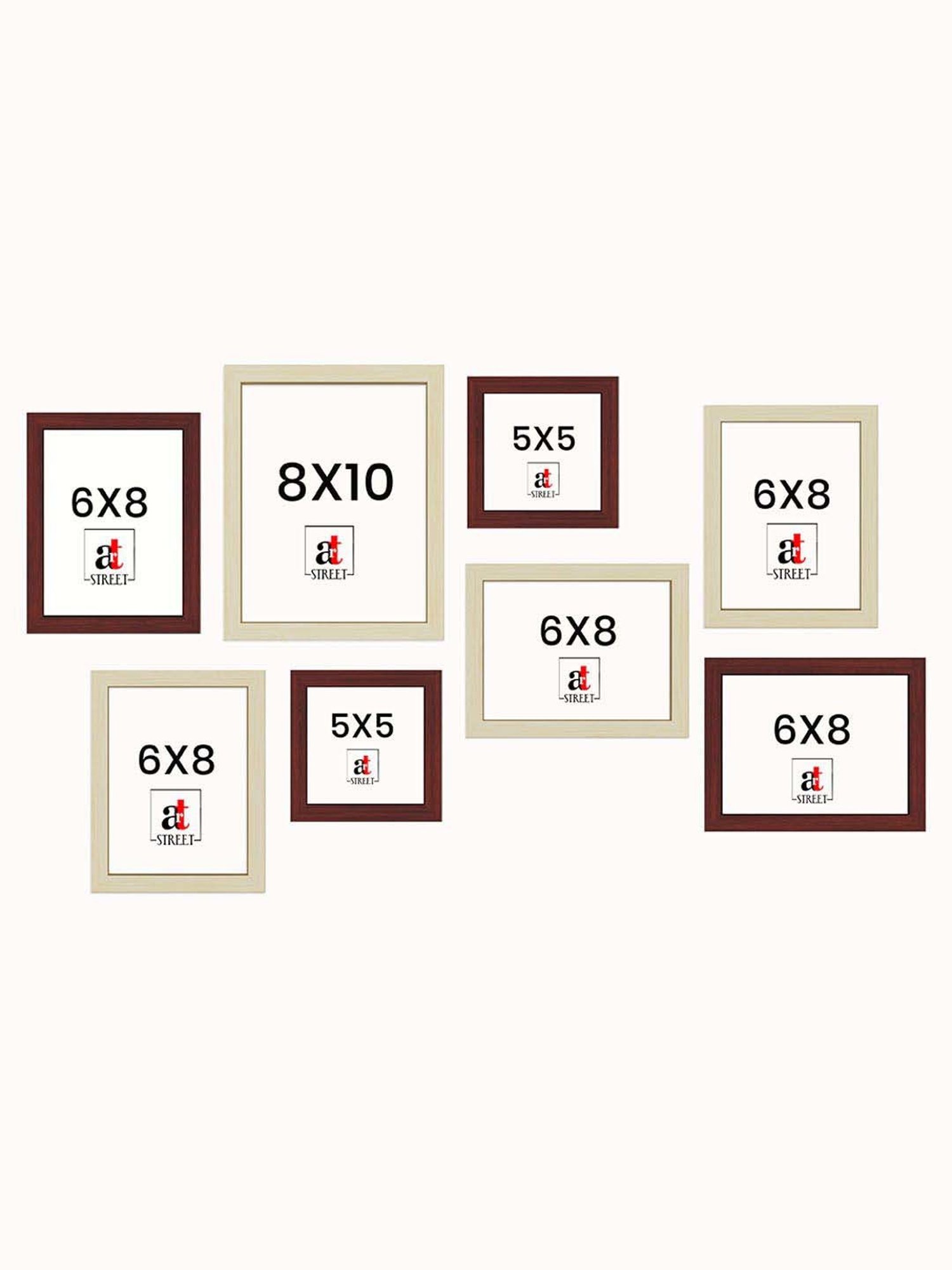 Art Street Brown Synthetic Crux Wall Photo Frame - Set of 8
