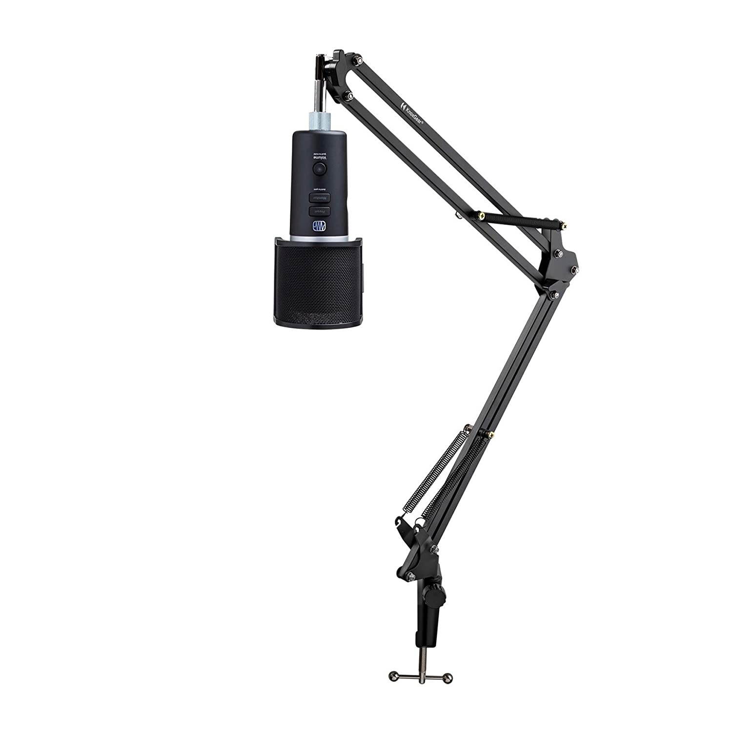 PreSonus Revelator USB-C Microphone w/StudioLive Voice Effects Bundled with Knox Gear Studio Mic Stand & Pop Filter for Recording & Broadcasting Microphones (3 Items)