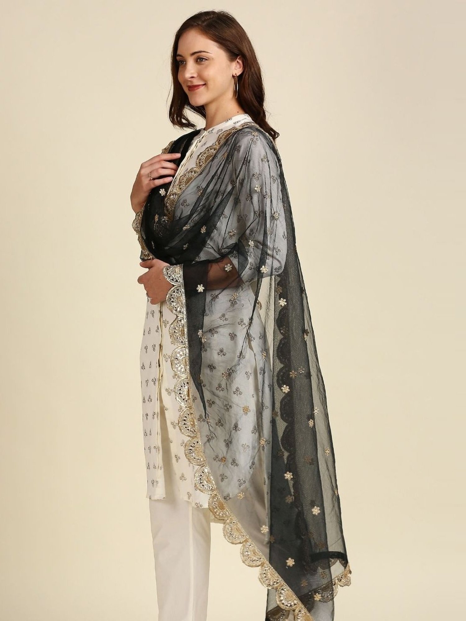 Dupatta Bazaar Black Zari Work Dupatta