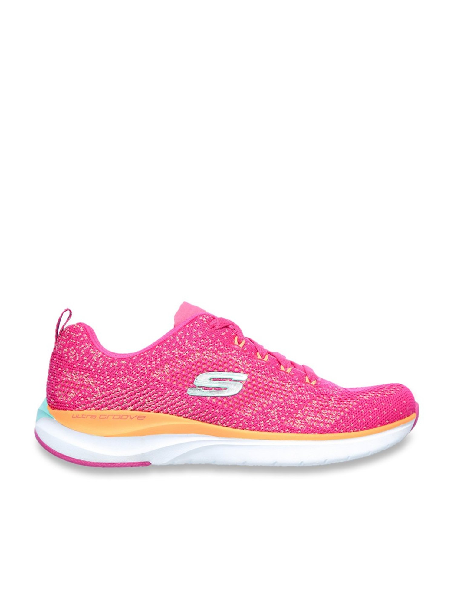 Skechers Women's ULTRA GROOVE Hot Pink Orange Sports Slip On Shoe