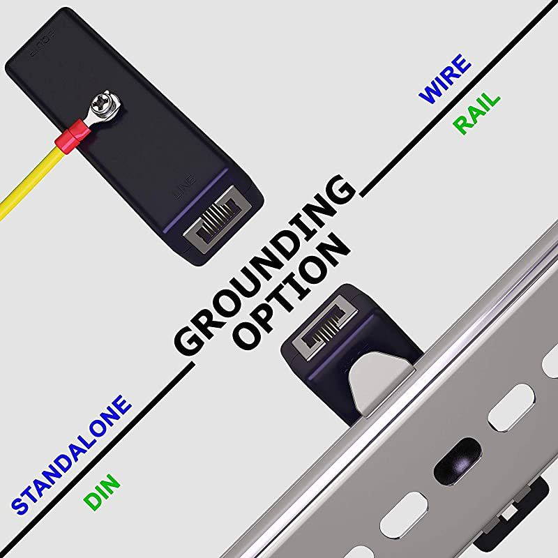 Surge Protector PoE+ Gigabit with DIN Rail Mount Option Gas Discharge Tube for Full Protection RJ45 Lightning Suppressor LAN Network CAT5CAT6 Thunder Arrestor Tupavco TP309