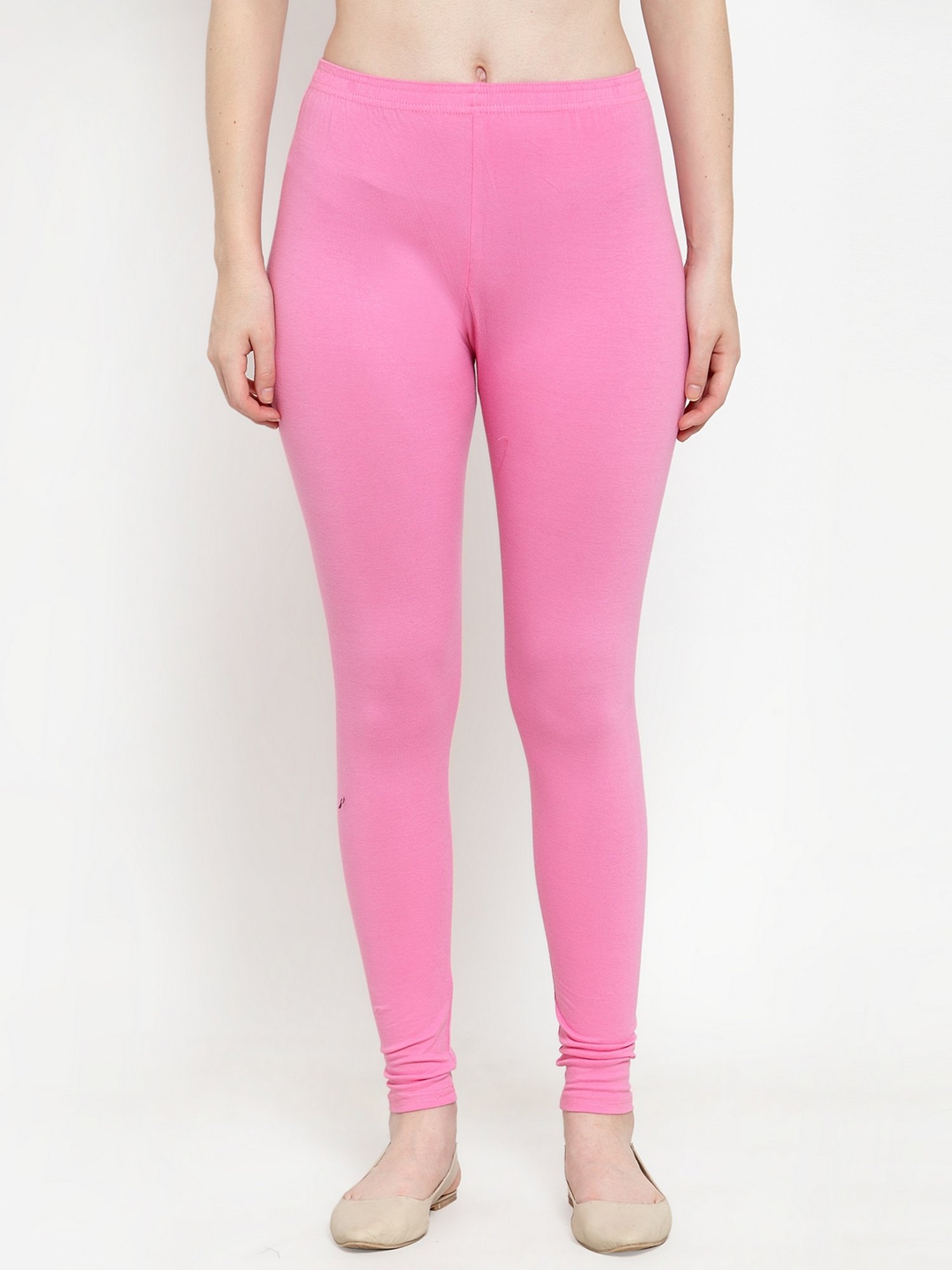 Gracit Yellow & Pink Mid Rise Leggings - Pack Of 3