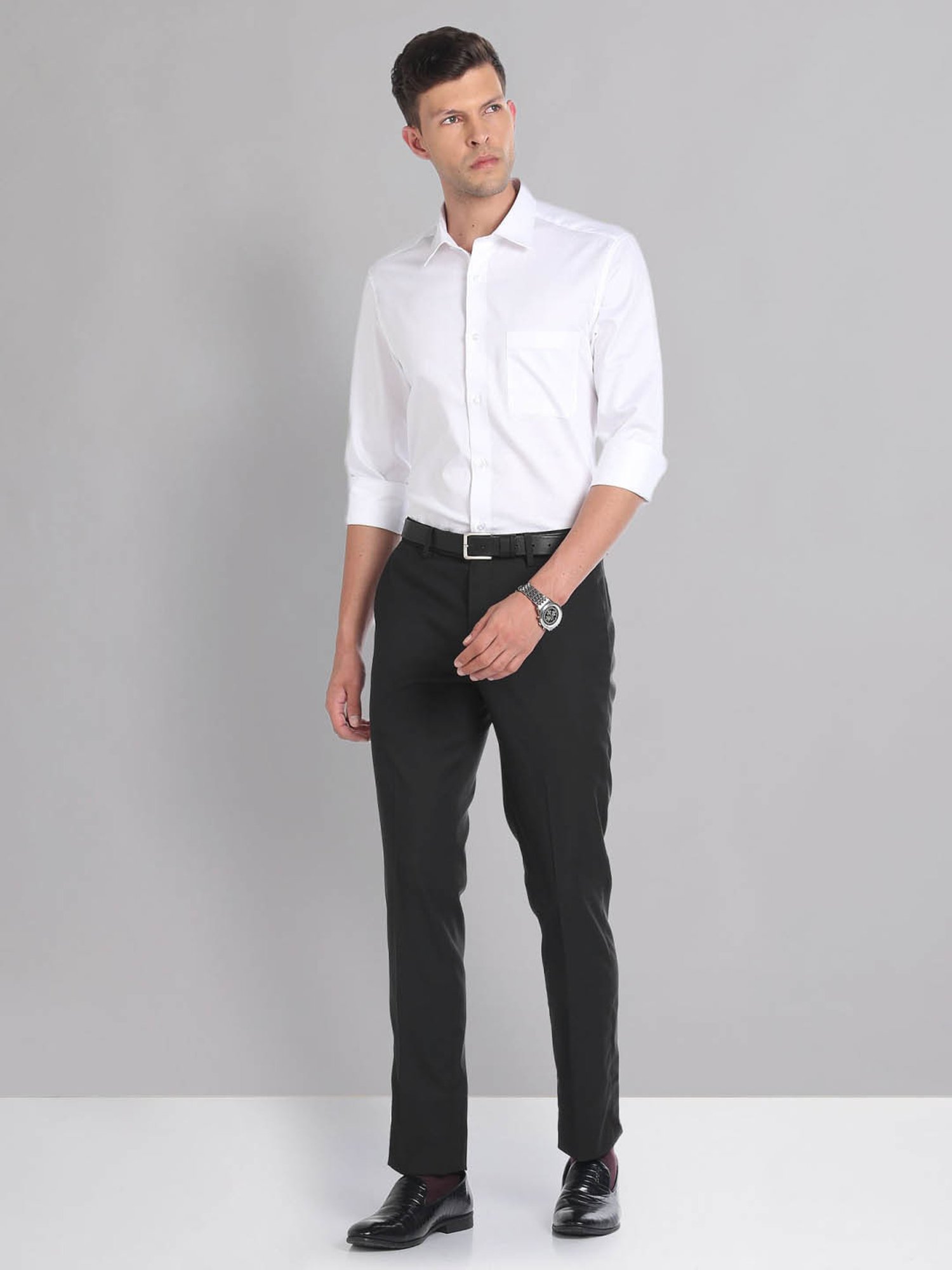 AD by Arvind Black Slim Fit Trousers