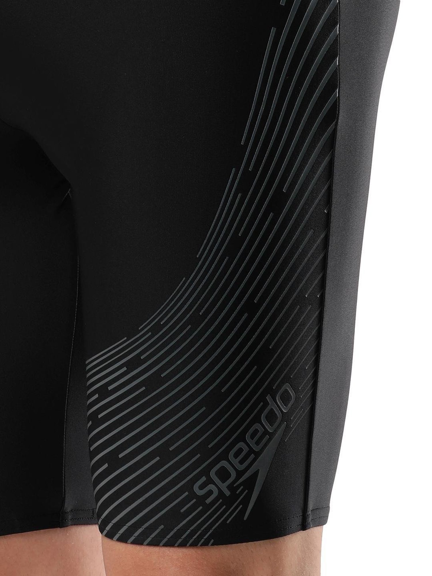 Speedo Black Regular Fit Printed Sports Shorts