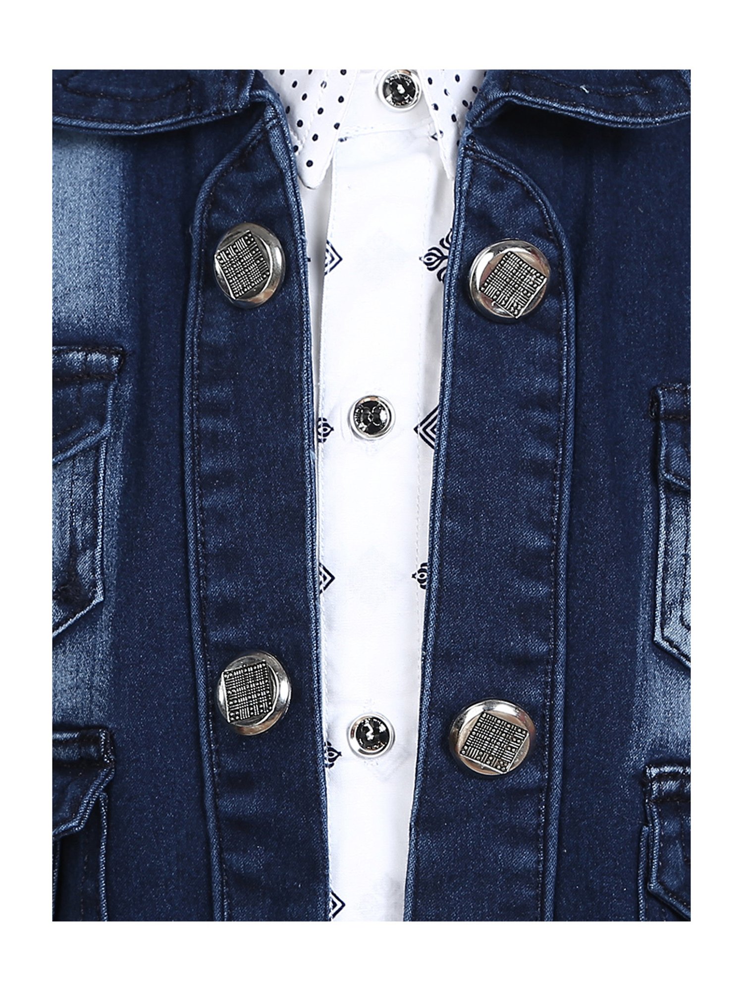 AJ Dezines Kids Sky Blue & Black Solid Full Sleeves Shirt, Pants, Coat, Waistcoat with Tie