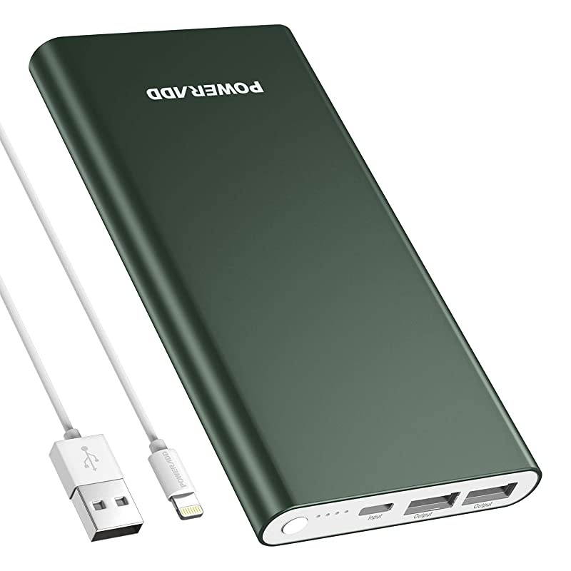 Pilot 4GS 12000mAh Portable Charger 8-Pin Input External Battery Pack with 3A High-Speed Output Compatible with iPhone, iPad, iPod, Samsung - Midnight Green (8 Pin Cable Include)