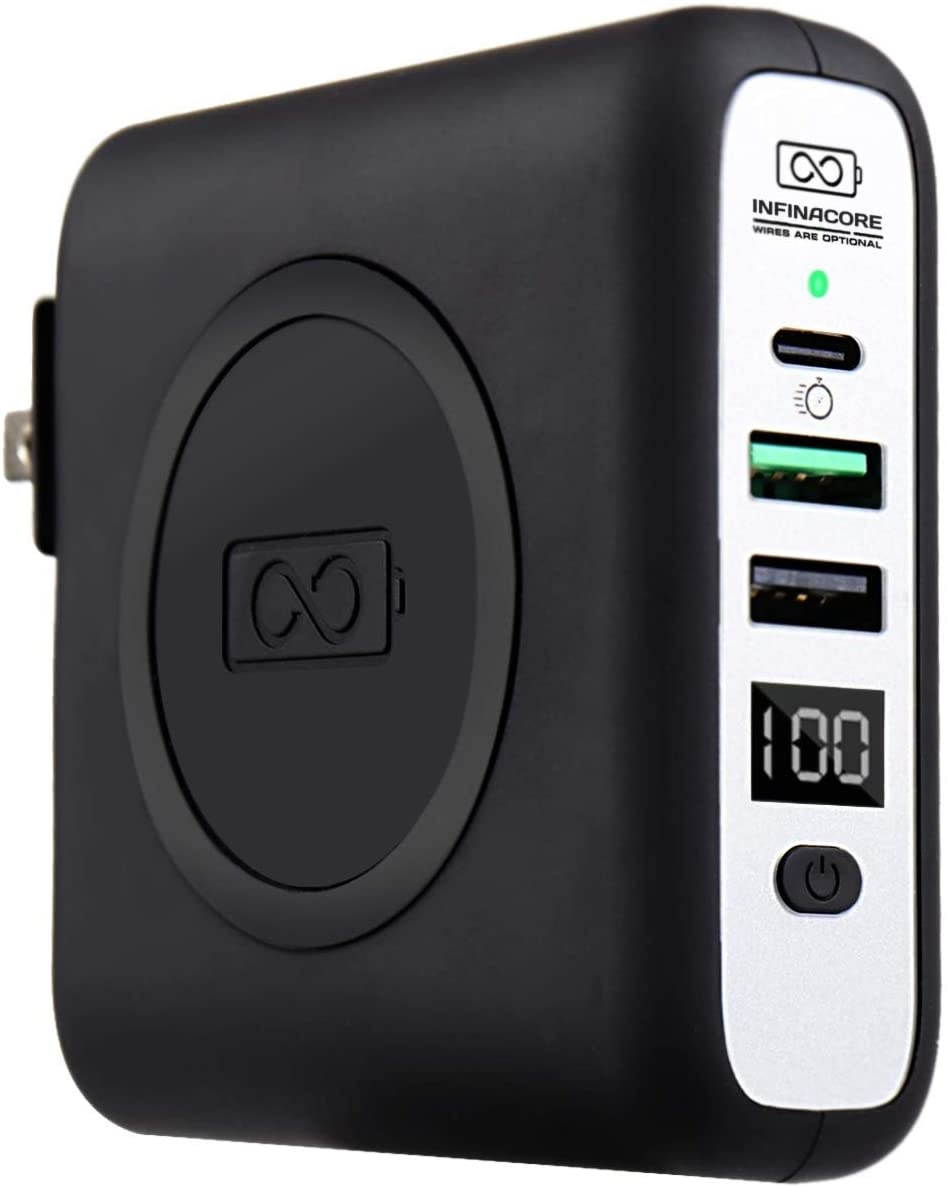 INFINACORE Pandora Portable Power Bank Charger (P3) Global Wireless Charger usb type c wall charger usb c battery pack power delivery Fast Charge Phone Laptop Charger Travel with LED Display (Black)