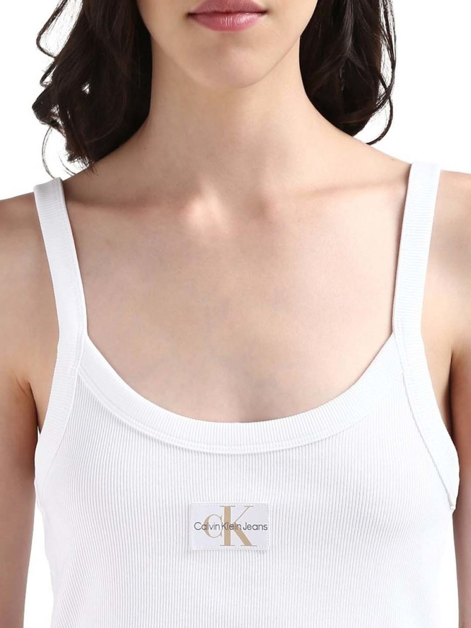 CALVIN KLEIN White Regular Fit Crop Top