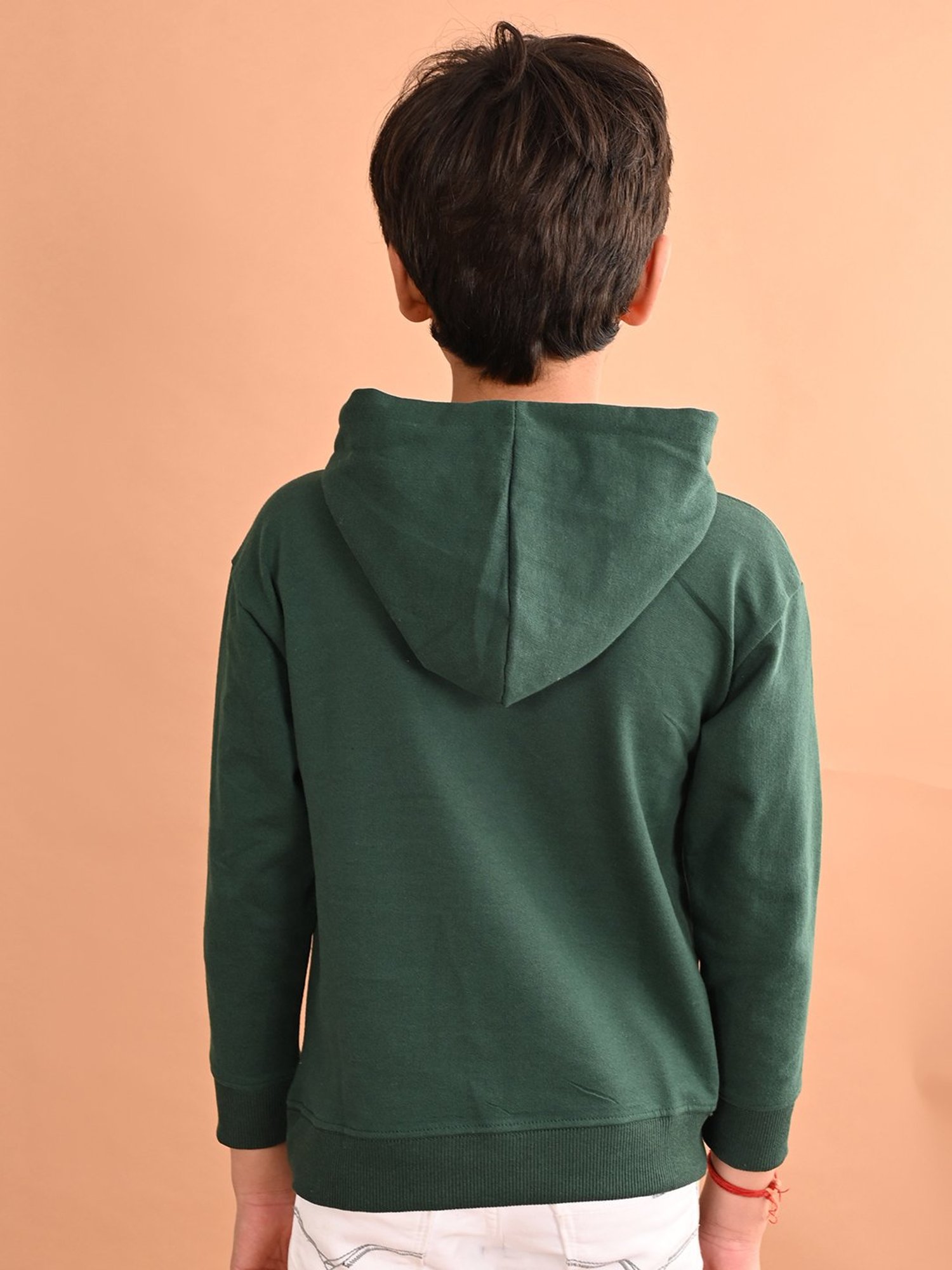 LilPicks Kids Green Printed Full Sleeves Hoodie