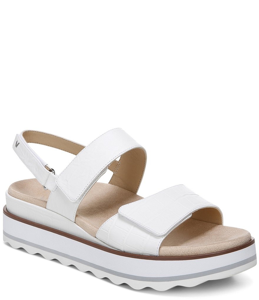 Vionic Brielle Croc Embossed Platform Wedge Sandals