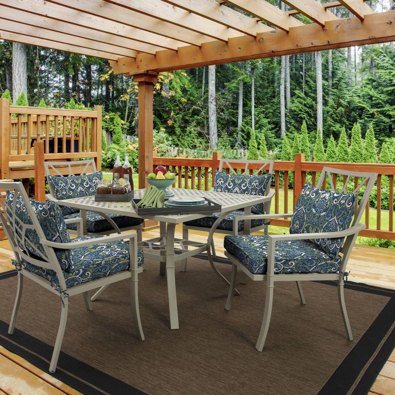 2pk Aurora Damask Single Welt Outdoor Seat Cushions Sapphire - Arden Selections