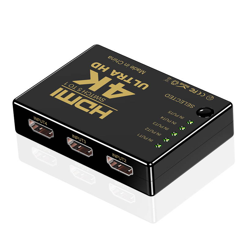 HDM Splitter. DEFEILIN HDM Switch 5x1 Ports HDMI Switcher 5 in 1 Out HDM Splitter Switcher 4K2K 1080P 3D IR Remote Control for PS3 Xbox 360 Sky Box DVD HDTV Projector etc