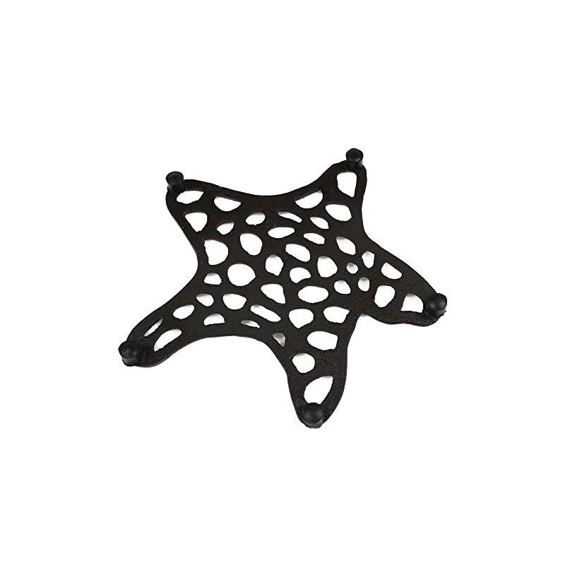 Round Cast Iron Trivet Iron Heat-Insulation Trivet Non-Slip Potholders with Rubber Pegs Vintage Pattern for Kitchen Dining Table Decor Round Dia. 6.7"